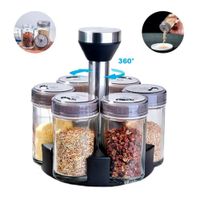 Especiero Condimentero Giratorio Set 6 Frascos Acero Cocina
