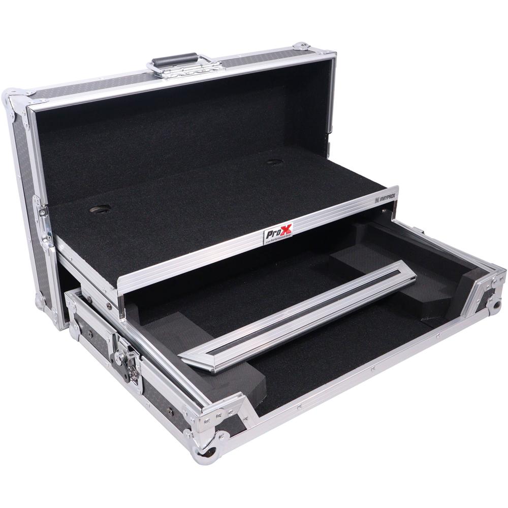 ProX Flight Case para Pioneer DDJ-400 / DDJ-SB3 con Estante para Laptop - Negro y Plata