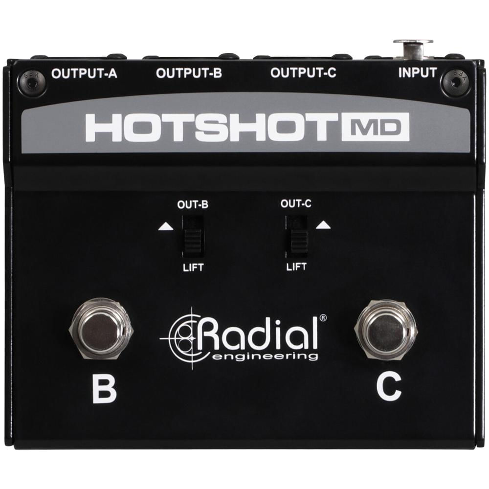 Radial Engineering HotShot MD Pedal de Ruteo de Micrófono de 3 Canales, Acero de 14 Ga, S