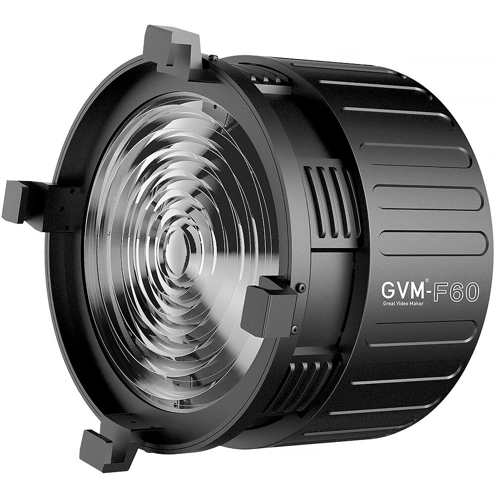 GVM F60 Lente Fresnel para Spotlight LED - Zoom Ajustable 15 a 45°, Compatible con Montur