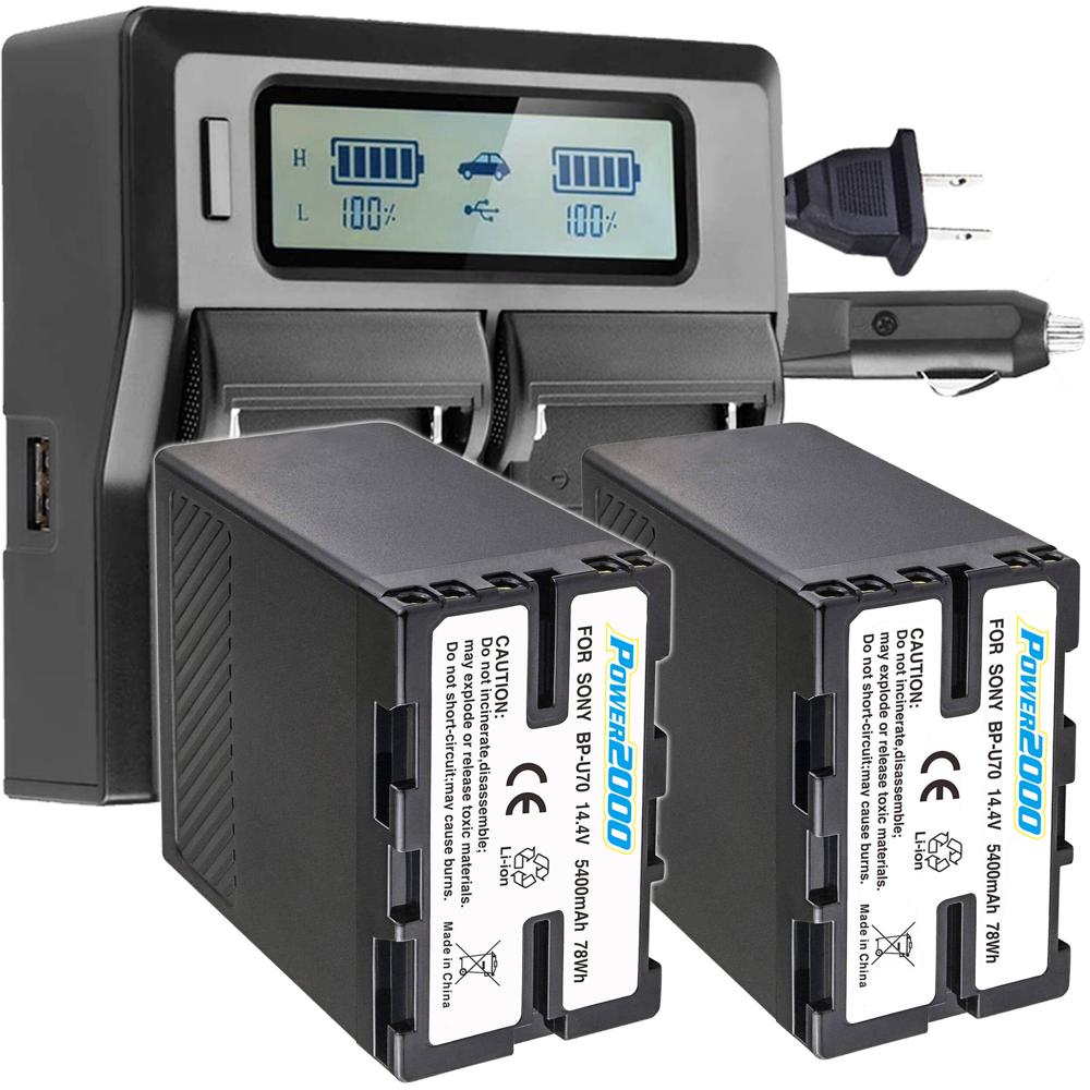 Power2000 ACD802 Baterías de 78Wh (2-Pack) y Cargador de Doble Bahía para Cámaras Sony