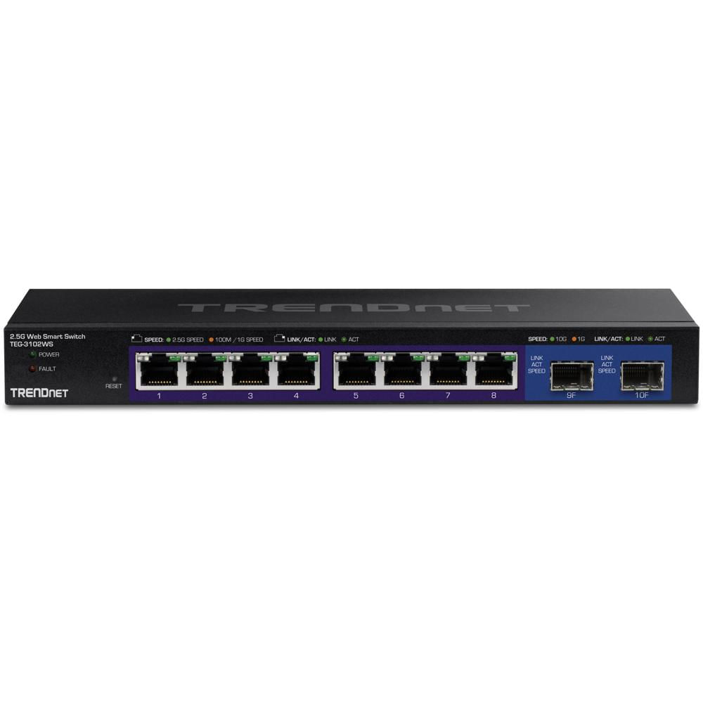 TRENDnet Switch Gestionado 8 Puertos 2.5G TEG-3102WS con 2 Puertos SFP+