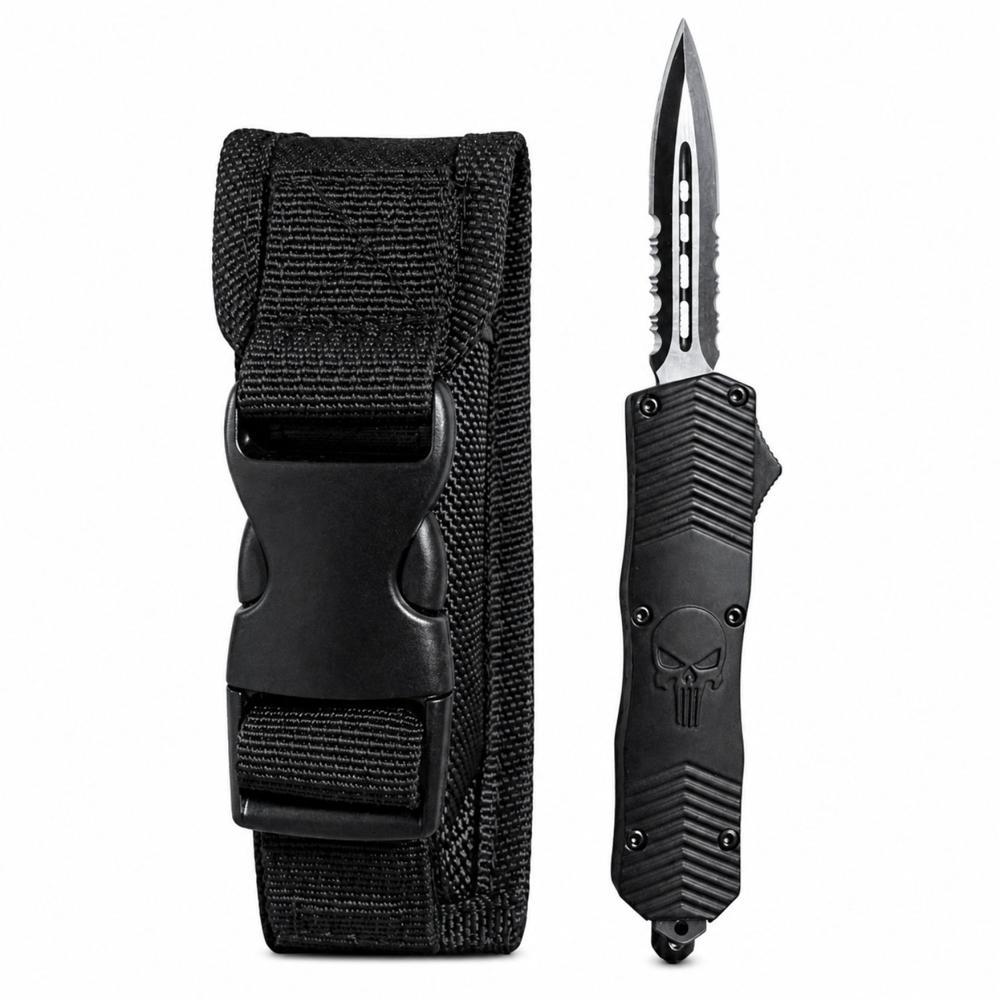 Cuchillo Automático Táctico De Acero Con Funda Clip De Bolsillo Para Camping Outdoor Y Uso Diario