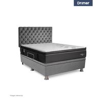 Dormitorio Praktibox Laqueado Cromopedic 2 Plazas Capitone Gris Plata