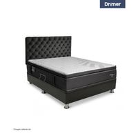 Dormitorio Praktibox Laqueado Cromopedic 2 Plazas Capitone Gris Oscuro