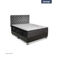 Dormitorio Praktibox Laqueado Cromopedic 1.5 Plazas Capitone Gris Plata
