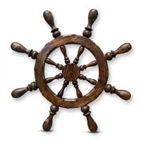 Timón de Barco Decorativo de Madera - 1 mts Tallado a Mano