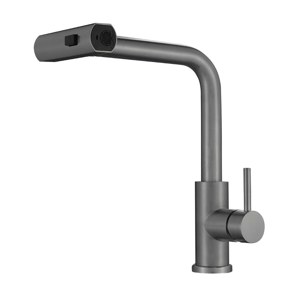 Grifería Eco Monocomando Medium con Pico Extraible Gunmetal Inoxidable Trebol