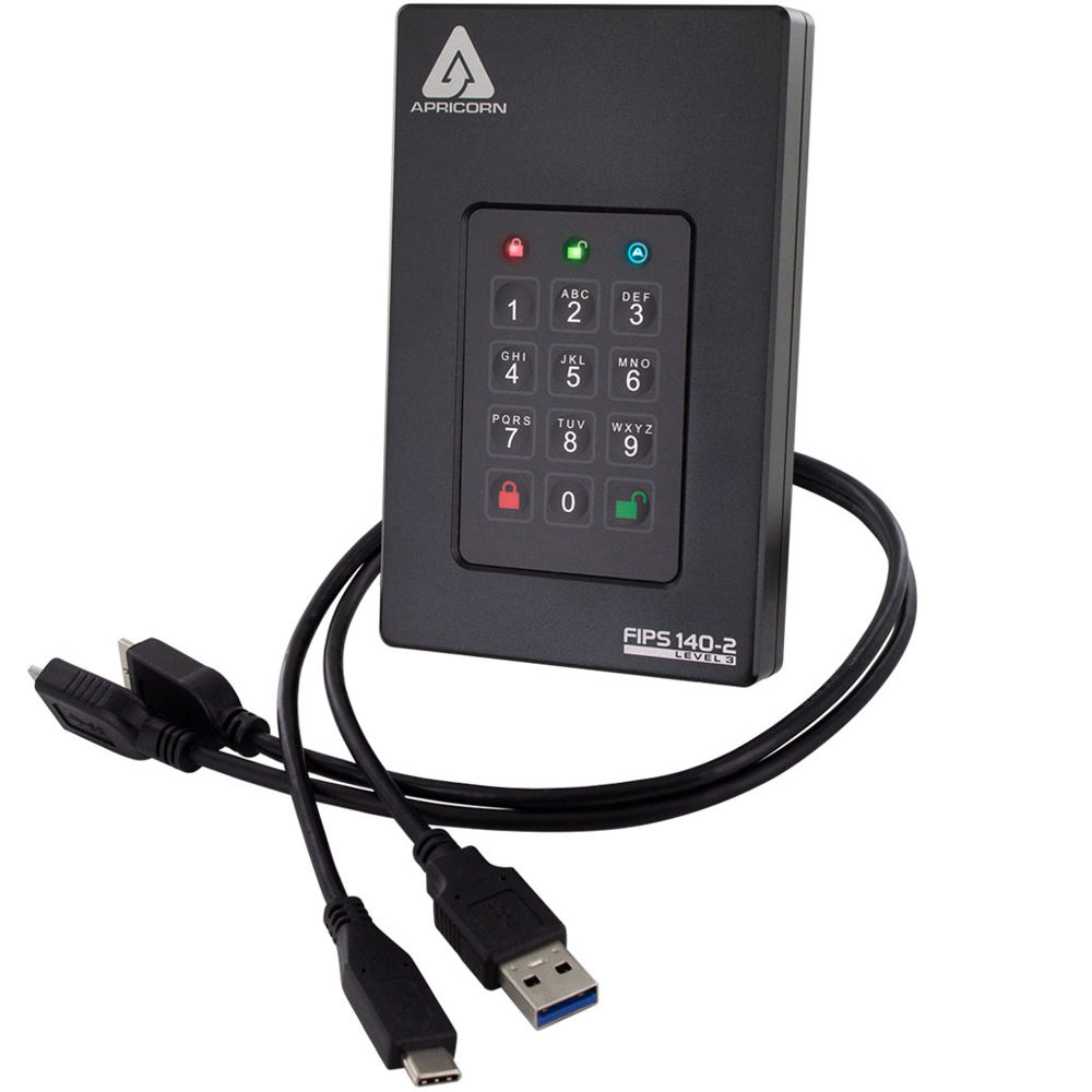 Apricorn Aegis Fortress L3 500GB Disco Duro Portátil Encriptado FIPS 140-2 Nivel 3 con Te