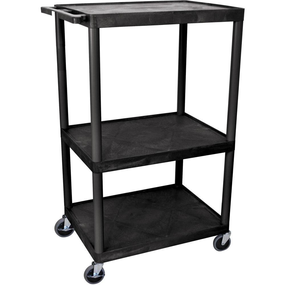 Luxor Mesa Móvil Extra Ancha LP 54"" - Soporta Monitor de 25"" - 3 Estantes de Plástico co