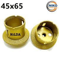 Broca Avellanador Diamantada para Perforar Porcelanato Granito Mármol en Lavabos y Desagues 45x65 mm