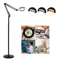 Lámpara Lupa LED De Pie Negra Para Oficina Sala Tratamientos Estéticos
