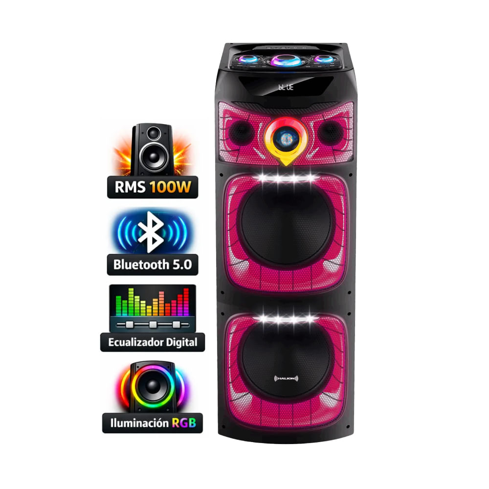 Torre de Sonido Halion HA 1244 Con 02 Bocinas de 2 12 Karaoke RGB