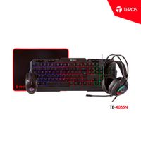 KIT TEROS TE-4063N  KIT 4 en 1 Teclado Multimedia Mouse Headset Mouse Pad.