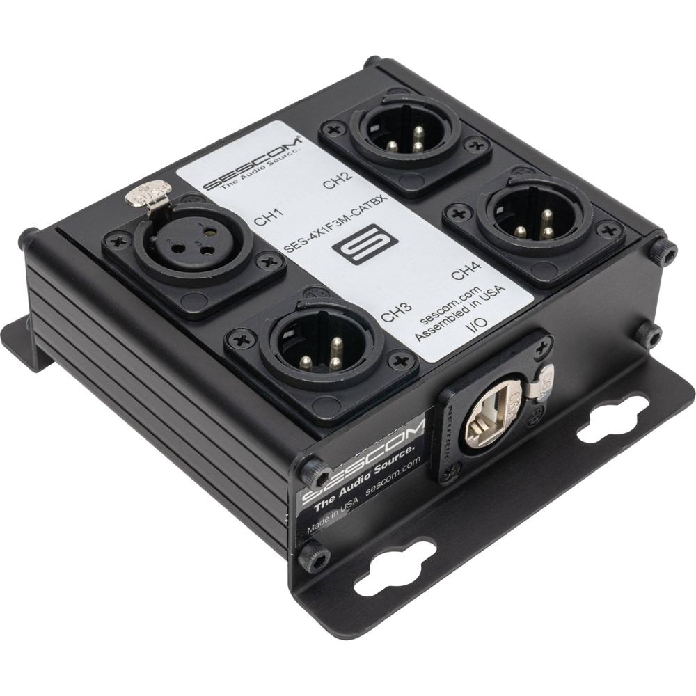 Sescom Extensor de Audio Pasivo SES-4X1F3M-CATBX, 4 Canales, 1 XLR Femenino y 3 XLR Mascul