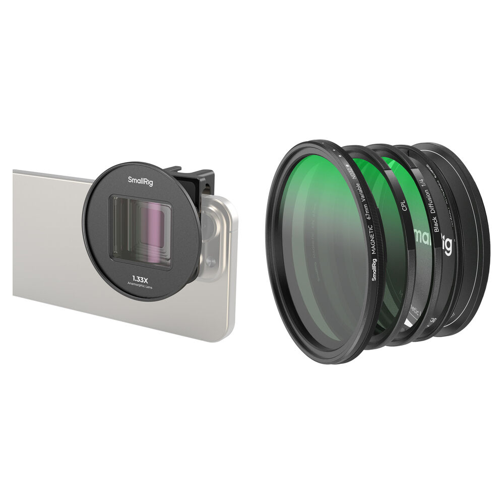 SmallRig Lente Anamórfica 1.33x para Móviles con Kit de Filtros 5 en 1 (67mm)