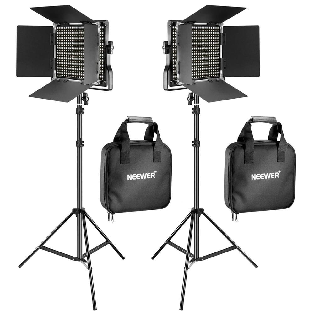 Neewer Kit de Iluminación LED Bi-Color 2 Luces con Soportes, 3200-5600K, 3360 Lumens, CRI