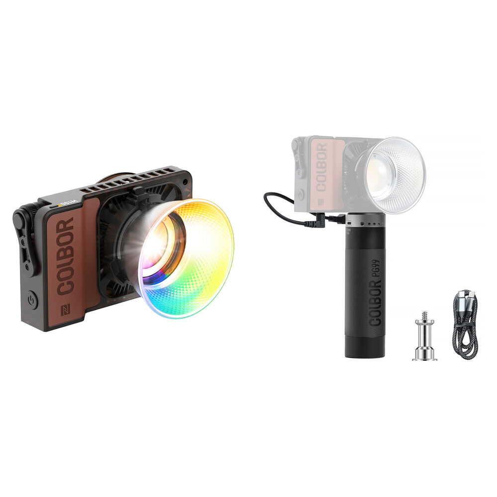 COLBOR W100R Monolight LED RGB Portátil con Kit PG99 Power Grip - Batería de 97.68Wh, 50
