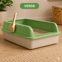 Arenero Abierto para Gatos con Pala - 59 x 40 x 22 cm - Verde