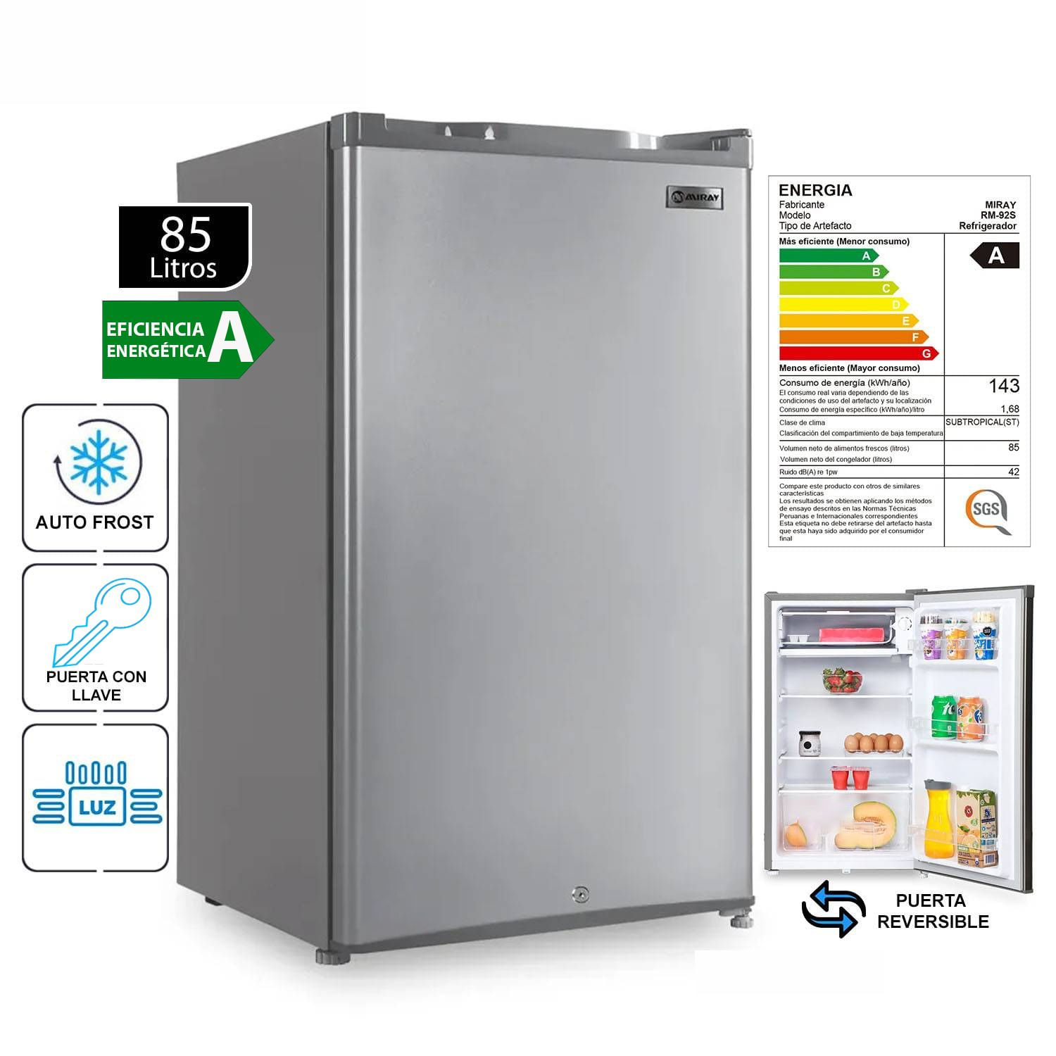 Frigobar-Refrigeradora  RM-92S 85L Silver