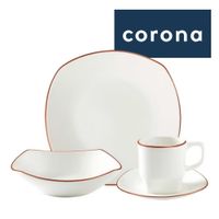Vajilla Corona Zurich 16 Piezas Platos y Tazas Semicuadradas