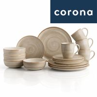 Vajilla Corona Caoba Gris 16 Piezas Estilo Artesanal