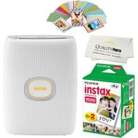 IMPRESORA FUJIFILM INSTAX MINI LINK 2 + PELÍCULA MINI 20HJ + STICKERS SET 4PZS | BLANCO ARCILLA
