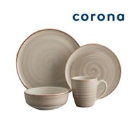 Juego de Vajillas 16 Piezas Corona Caoba Gris