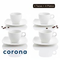 Set para Café 4 Puestos 255ml Corona Actualite Blanco