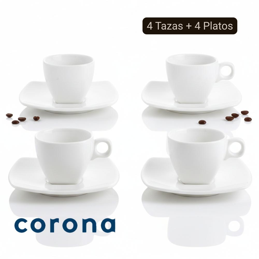 Set para Café 4 Puestos 255ml Corona Actualite Blanco