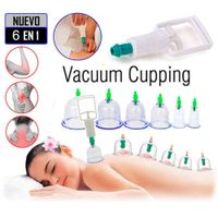 Kit de 12Copas Ventosas con Bomba de Succión para Terapia de Masaje Terapia China Y Bomba Manual