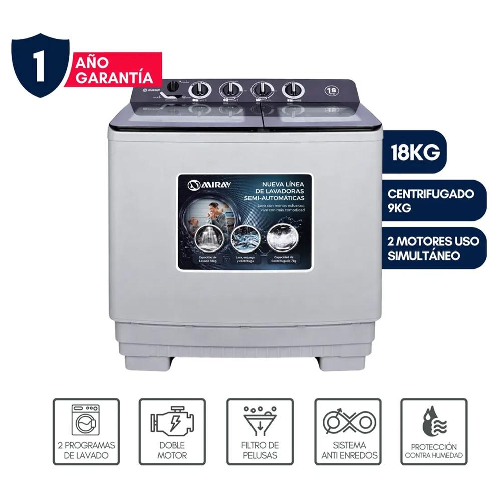 Lavadora Semiautomática 18kg LMS-1895