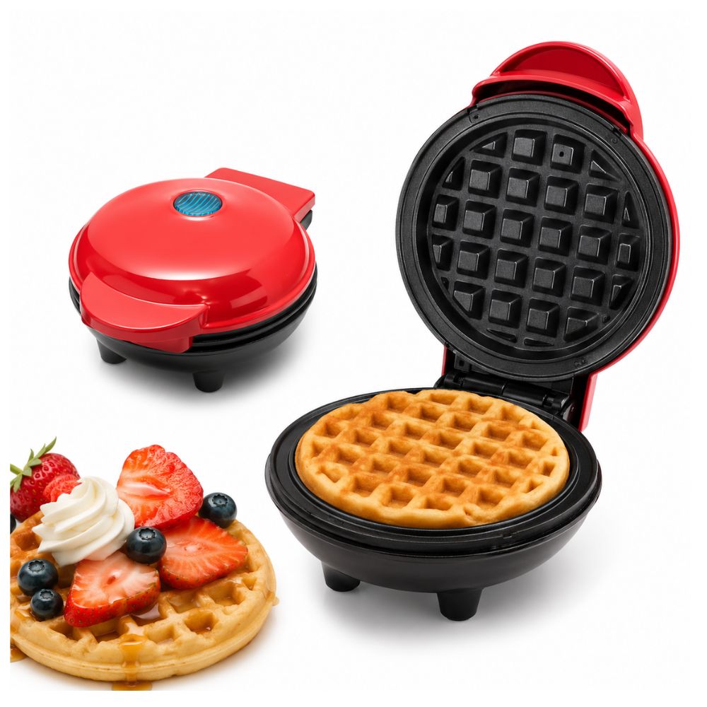Mini Wafflera Antiadherente Eléctrica Portátil de 350W