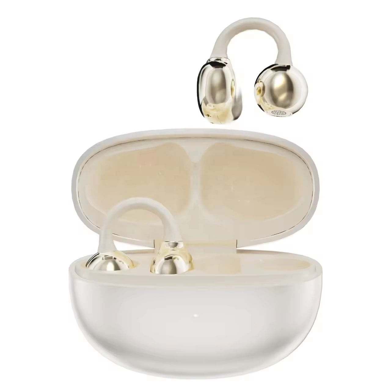 Audífono Bluetooth Tipo Arete - Beige
