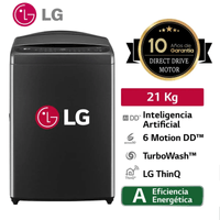 Lavadora De 21kg Con Ai Dd Y Thinq Negro Wt21pbv6