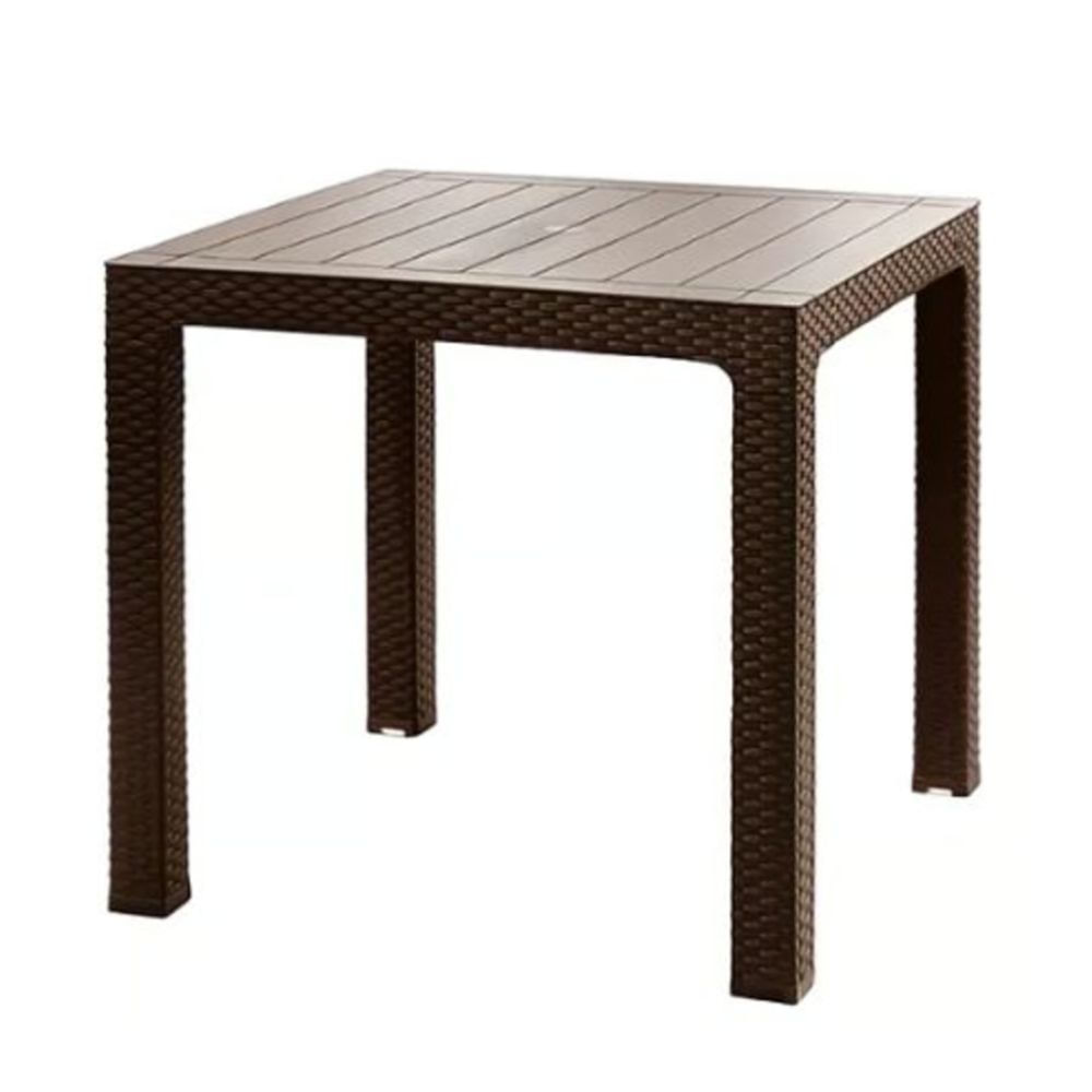 Mesa Cuadrada Roble para Terraza Modelo Ratán Color Marrón