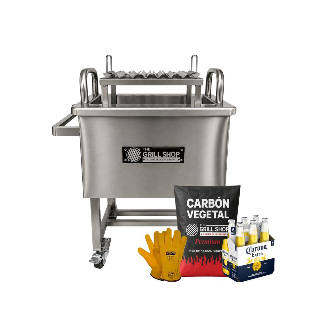 Caja china mini 4-5kg Acero inox Carbon Six pack Guantes