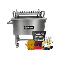 Caja china mini 6 -7kg Acero inox Carbon Six pack Guantes
