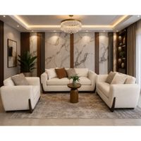 Juego de Sala Khuyay 321 Ivory patas de madera