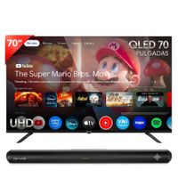 Combo TV Smart 70pulgadas  4K QLED Aiwa Google TV AW-70B4QFG mas Barra Aiwa AWSBH20 40W RMS