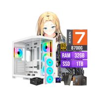 CPU WHITE GAMER RYZEN 7 8700G 32GB RAM 1TB SSD