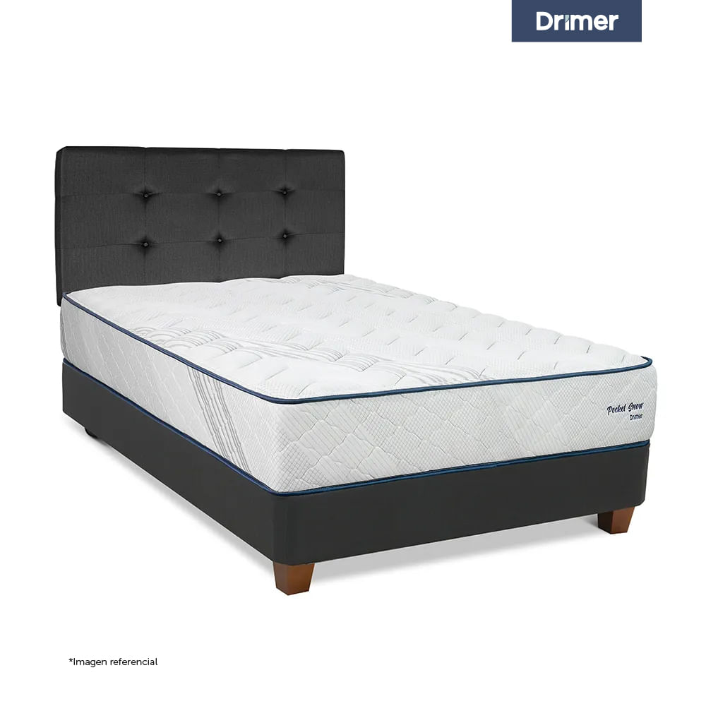 Dormitorio DRIMER Pocket Snow 2 Plazas + 2 Almohadas