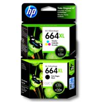 Kit Tinta HP 664XL Negro, Tricolor Original