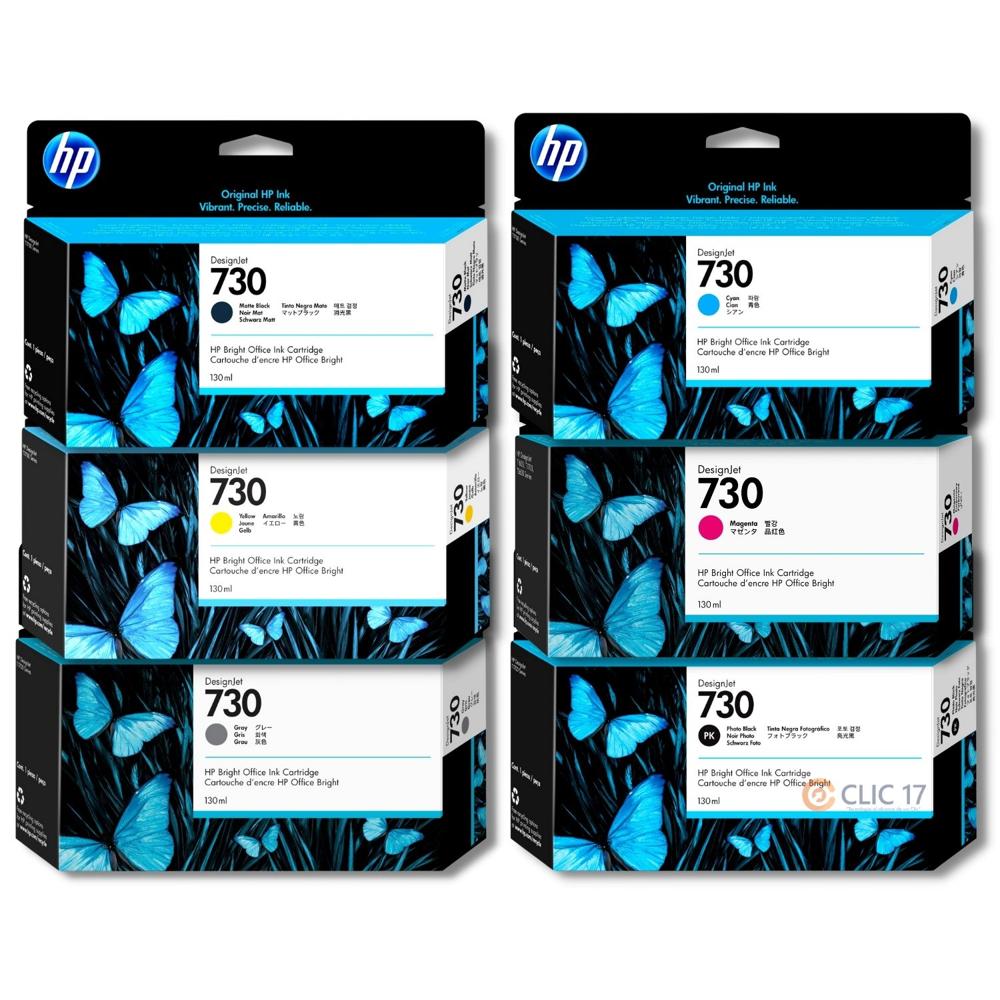TINTA HP 730 130ML PACK DE 6 COLORES ORIGINAL