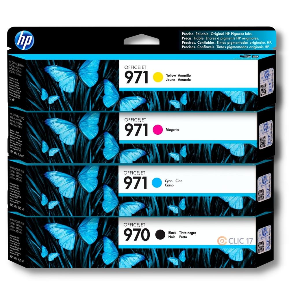 Kit Tinta HP 970, 971 Cyan, Magenta, Amarillo, Negro Original