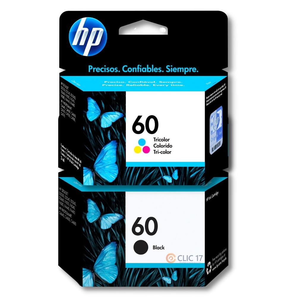 Kit Tinta HP 60 Negro, Tricolor Original