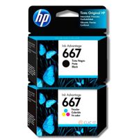 Kit Tinta HP 667 Negro, Tricolor Original