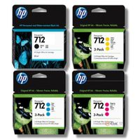 TINTA HP 712 TRIPACK PACK DE 4 COLORES NEGRO DE 80ML ORIGINAL