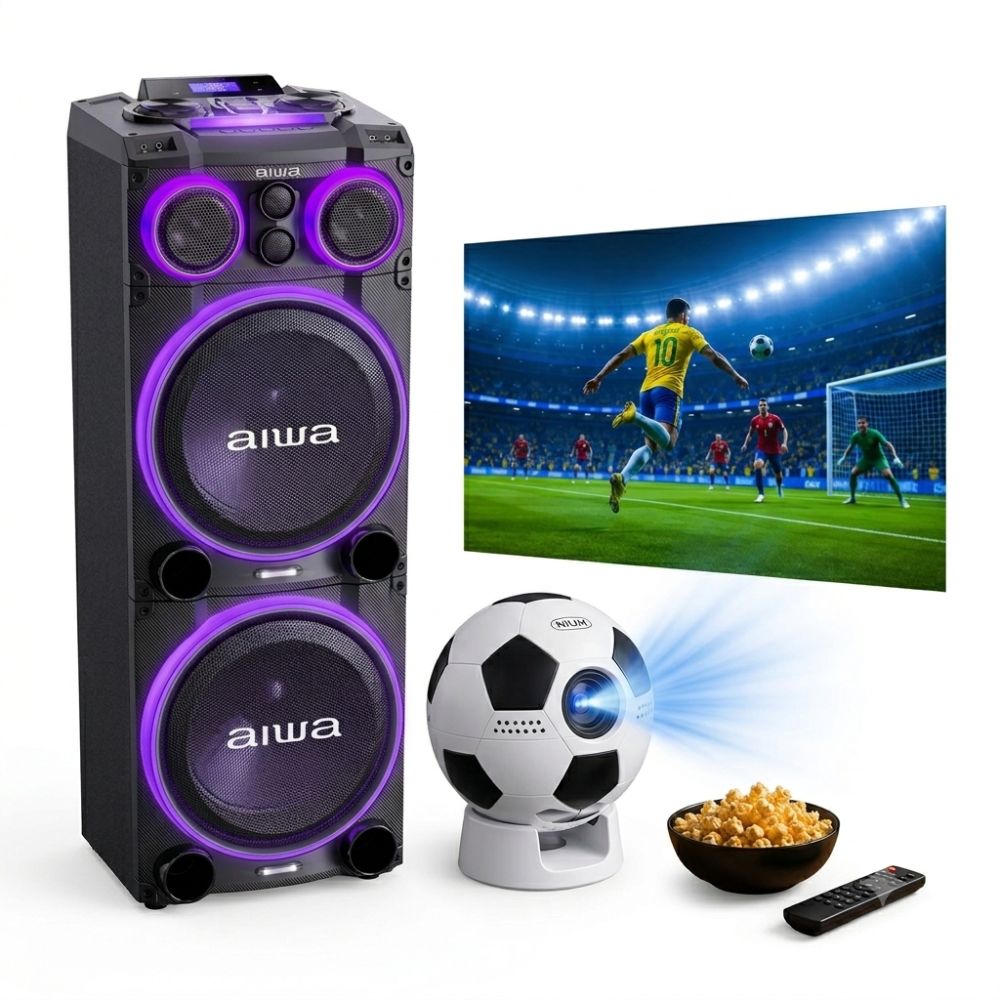 Combo One Box Aiwa AWPOC15 4000W Mas Proyector Inteligente Nium Gol Vision 720P