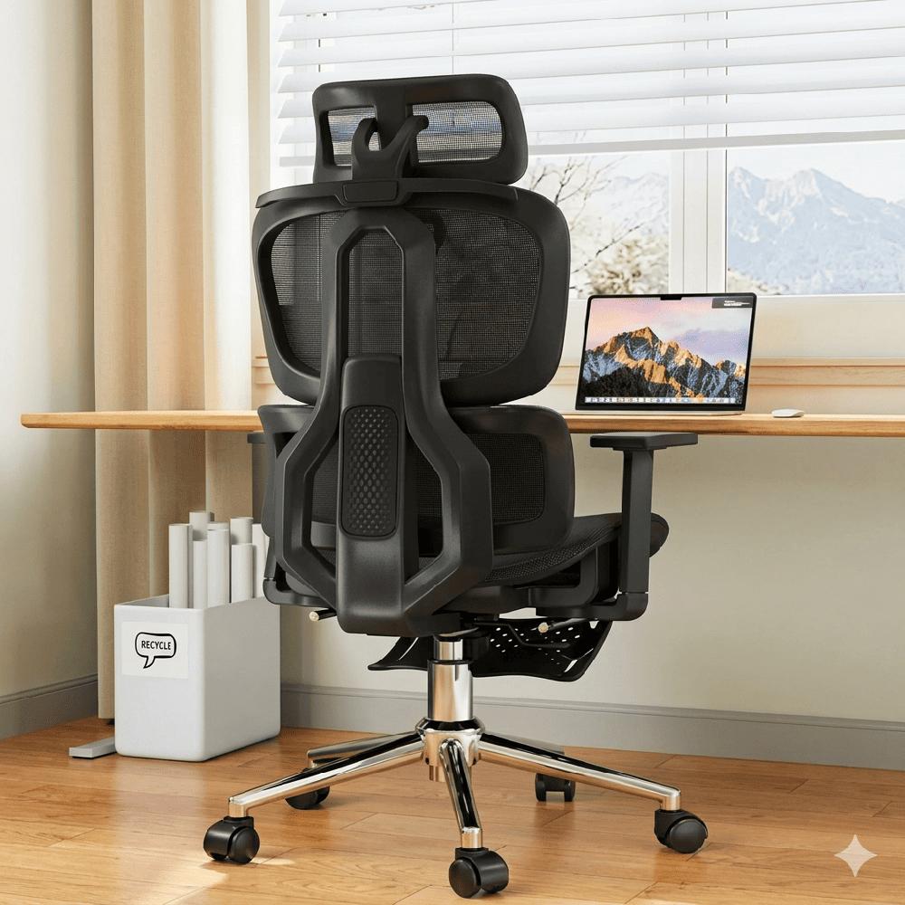 Silla Ergonómica Reclinable para Oficina con Soporte Lumbar y Reposacabezas Ajustable